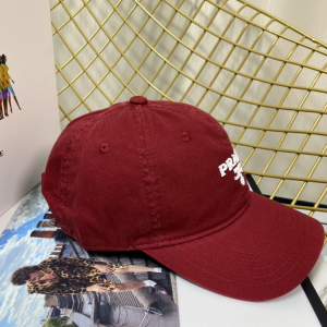 Replica Womens Hats Prada Red Cotton Baseball Cap Hat A190PP180 AA189658