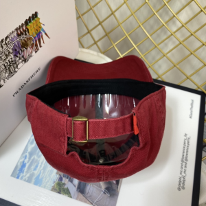 Replica Womens Hats Prada Red Cotton Baseball Cap Hat A190PP180 AA189658