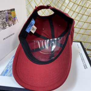 Replica Womens Hats Prada Red Cotton Baseball Cap Hat A190PP180 AA189658
