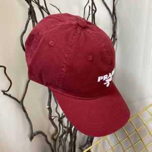 Replica Womens Hats Prada Red Cotton Baseball Cap Hat A190PP180 AA189658