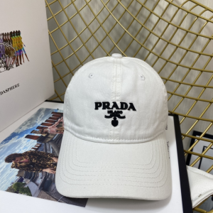 Prada White Cotton Baseball Cap Hat 