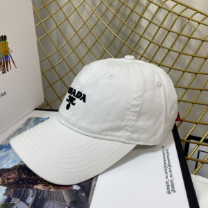 Replica Womens Hats Prada White Cotton Baseball Cap Hat A190PP180 AA189654