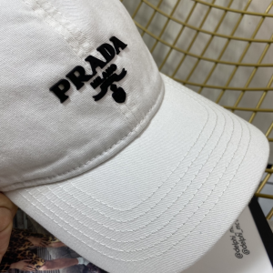 Replica Womens Hats Prada White Cotton Baseball Cap Hat A190PP180 AA189654