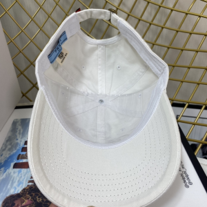 Replica Womens Hats Prada White Cotton Baseball Cap Hat A190PP180 AA189654