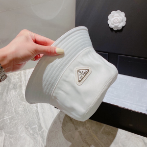 Replica Womens Hats Prada White Re Nylon Bucket Hat A190PP180 AA189652