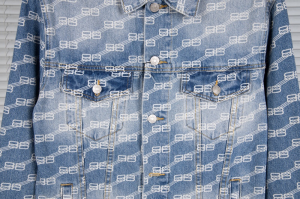 Replica Mens Clothing Balenciaga BB Monogram Denim Jacket SMLXL A215PP380 AA189934