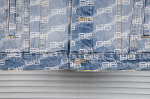 Replica Mens Clothing Balenciaga BB Monogram Denim Jacket SMLXL A215PP380 AA189934