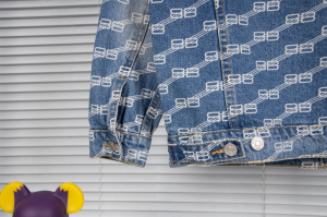 Replica Mens Clothing Balenciaga BB Monogram Denim Jacket SMLXL A215PP380 AA189934
