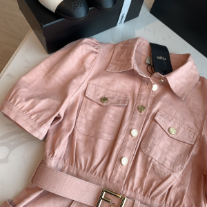 Replica Womens Clothing Fendi Pink FF Logo Shirt Dress SMLXL A198PP880 AA189919