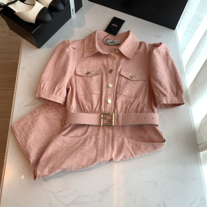 Replica Womens Clothing Fendi Pink FF Logo Shirt Dress SMLXL A198PP880 AA189919
