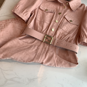 Replica Womens Clothing Fendi Pink FF Logo Shirt Dress SMLXL A198PP880 AA189919