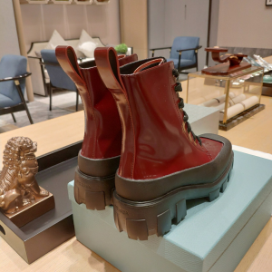 Replica Womens Shoes Prada Red Leather Lace Up Ankle Boot 35 To 42 A151PP580 AA189807