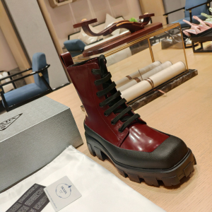 Replica Womens Shoes Prada Red Leather Lace Up Ankle Boot 35 To 42 A151PP580 AA189807