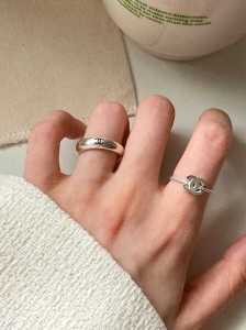 Replica Womens Jewelry Chanel CC Logo Silver Rings A152PP180 AA190129