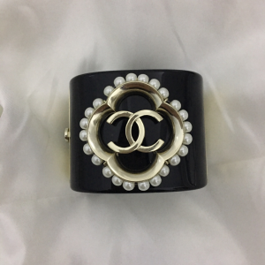 Chanel Gold CC Logo Black Bracelets 