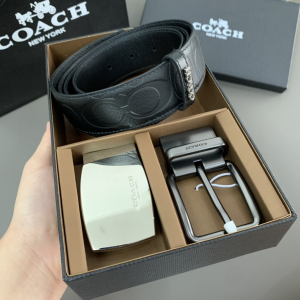 Coach Signature Leather Belt Black 38MM 