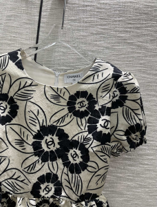 Replica Womens Clothing Chanel CC Logo Leaf Mini Dress in White SML A198PP780 AA190347