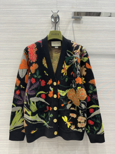 Gucci Flora Cotton Wool Cardigan Black 