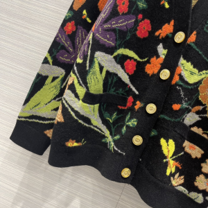 Replica Womens Clothing Gucci Flora Cotton Wool Cardigan Black SML A198PP680 AA190351