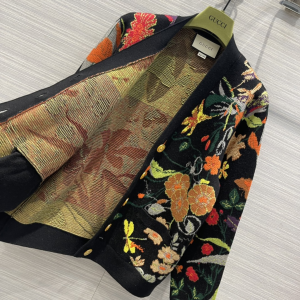 Replica Womens Clothing Gucci Flora Cotton Wool Cardigan Black SML A198PP680 AA190351