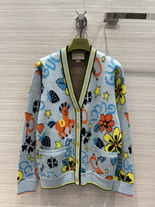 Gucci Flora Cotton Wool Cardigan Blue 