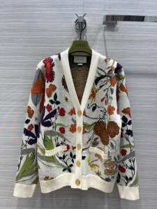 Gucci Flora Cotton Wool Cardigan White 