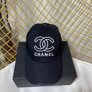 Replica Womens Hats Chanel CC Logo Black Cotton Baseball Cap Hat A190PP180 AA190329