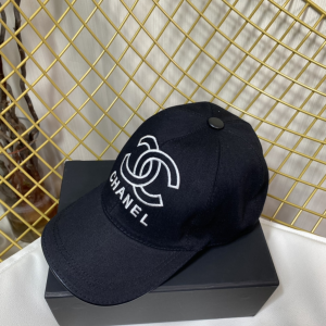 Replica Womens Hats Chanel CC Logo Black Cotton Baseball Cap Hat A190PP180 AA190329