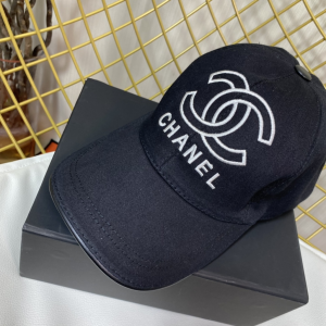 Replica Womens Hats Chanel CC Logo Black Cotton Baseball Cap Hat A190PP180 AA190329