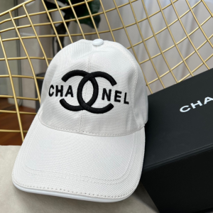 Replica Womens Hats Chanel CC Logo White Cotton Baseball Cap Hat A190PP180 AA190324