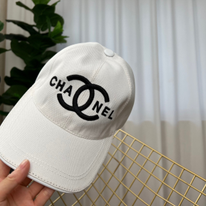 Replica Womens Hats Chanel CC Logo White Cotton Baseball Cap Hat A190PP180 AA190324