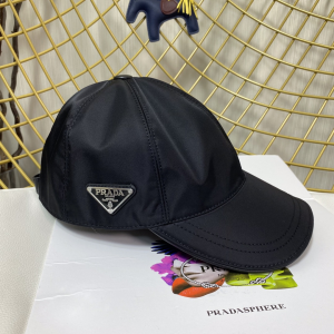 Prada Black Nylon Baseball Cap Hat 