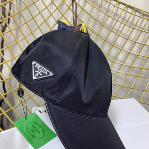 Replica Womens Hats Prada Black Nylon Baseball Cap Hat A190PP180 AA190332