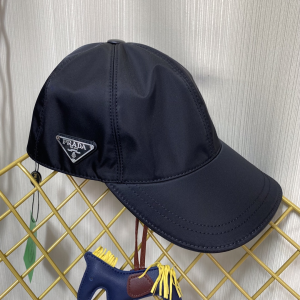 Replica Womens Hats Prada Black Nylon Baseball Cap Hat A190PP180 AA190332