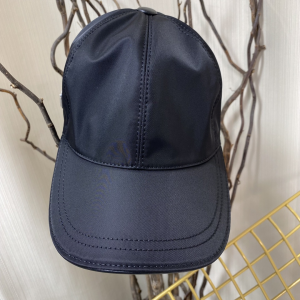 Replica Womens Hats Prada Black Nylon Baseball Cap Hat A190PP180 AA190332