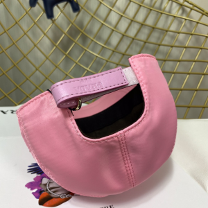 Replica Womens Hats Prada Pink Nylon Baseball Cap Hat A190PP180 AA190330