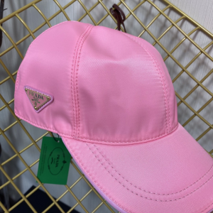 Replica Womens Hats Prada Pink Nylon Baseball Cap Hat A190PP180 AA190330