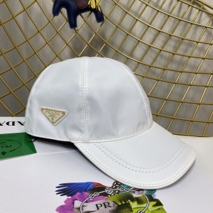 Prada White Nylon Baseball Cap Hat 