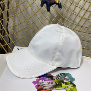 Replica Womens Hats Prada White Nylon Baseball Cap Hat A190PP180 AA190331