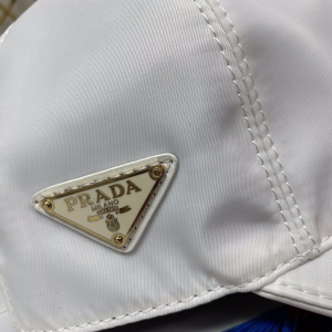 Replica Womens Hats Prada White Nylon Baseball Cap Hat A190PP180 AA190331
