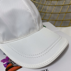 Replica Womens Hats Prada White Nylon Baseball Cap Hat A190PP180 AA190331