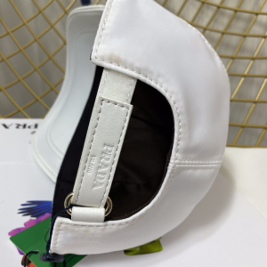 Replica Womens Hats Prada White Nylon Baseball Cap Hat A190PP180 AA190331