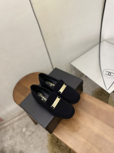 Replica Womens Shoes Chanel Black Wool Skin Loafers 35 To 41 A151PP480 AA190264