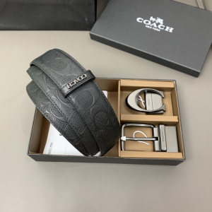 Coach Buckle Cut To Size Reversible Leather Belt Black 38MM Coach Buckle Cut To Size Reversible Leather Belt Black 38MM