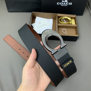 Coach Buckle Cut To Size Reversible Leather Belt Black Brown 38MM Coach Buckle Cut To Size Reversible Leather Belt Black Brown 38MM