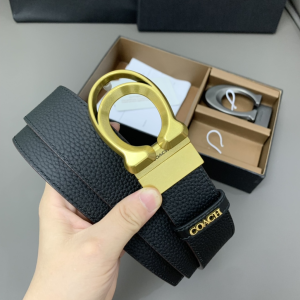 Coach Buckle Cut To Size Reversible Leather Belt Black Brown 38MM Coach Buckle Cut To Size Reversible Leather Belt Black Brown 38MM