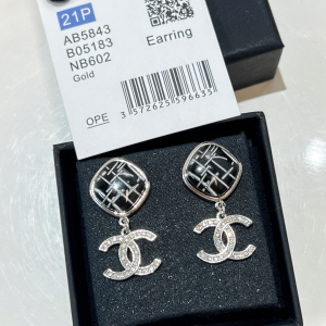 Chanel Crystals CC Logo Earrings 