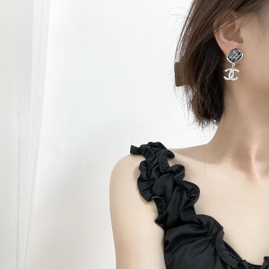 Replica Womens Jewelry Chanel Crystals CC Logo Earrings A62P180 AA190389