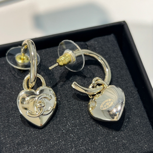 Chanel Gold CC Logo and Heart Earrings 