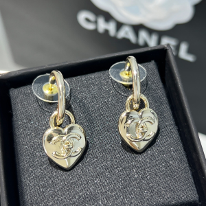 Replica Womens Jewelry Chanel Gold CC Logo and Heart Earrings A62P180 AA190390